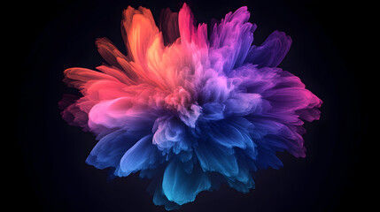 Abstract colorful smoke explosion on black background, vivid design element