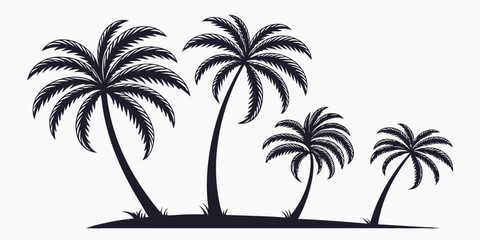 Obraz premium Group of palm trees silhouette isolated on transparent background