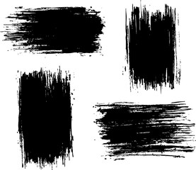 Set of vector paint brush stroke, grungy decoration elements. Freehand grunge brush illustration.