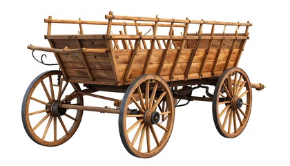 Fototapeta premium Vintage wooden wagon isolated on white