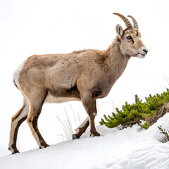 mountain sheep of the alps in front of a white background