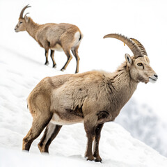 mountain sheep of the alps in front of a white background