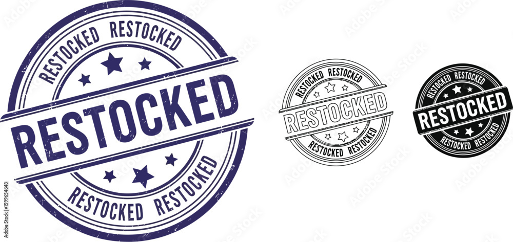 Fototapete restocked stamp vector graphic design element for product availability and back in stock promotion e