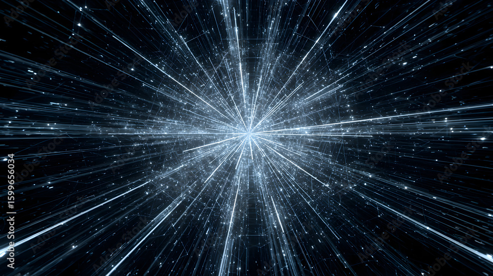 Poster abstract futuristic background with luminous lines and glowing particles