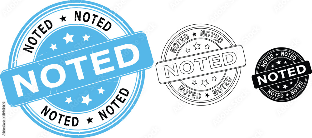 Poster noted stamp vector illustration set for design element and business document confirmation symbol not