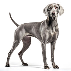 Weimaraner standing on white background