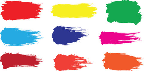 Colorful paint strokes. Set of colorful brush strokes, lines, Brush stain. Grungy brushes collection.