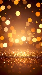 Warm Orange Bokeh Lights Against a Brown Backdrop Creating a Festive Sparkling Abstract Background