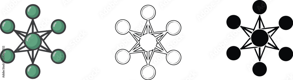Poster illustration of molecule structure with atom connections for science and educational purposes use ca