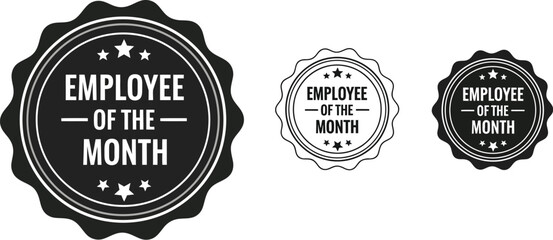 Employee of the month vector badge seal award achievement recognition best performer winner design graphic editable