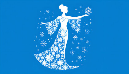 Snow Queen Silhouette with Winter Design.