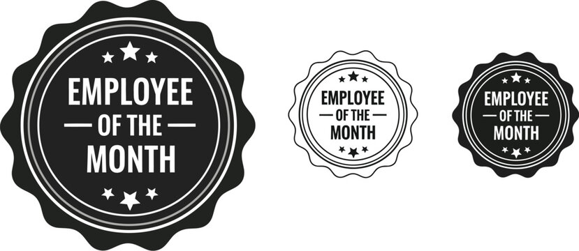 Employee of the month vector badge seal award achievement recognition best performer winner design graphic editable