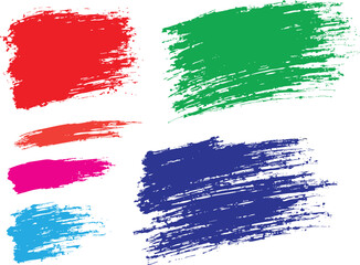 Colorful paint strokes. Set of colorful brush strokes, lines, Brush stain. Grungy brushes collection.