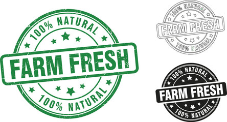 Fototapeta premium Farm fresh natural product stamp vector design for organic food and agriculture business branding needs editable