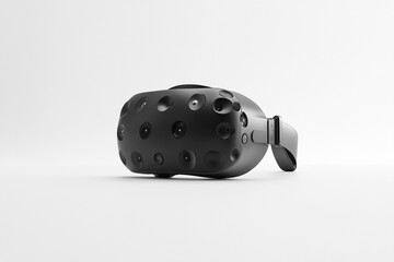 Black VR Headset on White Background

