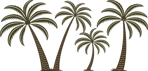 Fototapeta premium a-collection-of-six-stylized-palm-trees--each-pres.eps