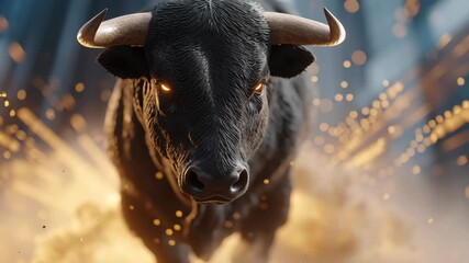 A powerful bull with Bitcoin elements, symbolizing a bullish market trend and rising momentum. - Powered by Adobe