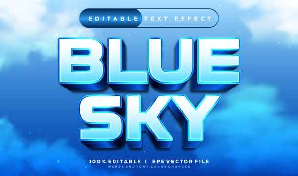 blue sky vector text effect with modern style design