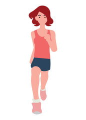 Young woman running. Simple flat illustration