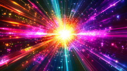 Colorful light burst with dynamic rays emanating from a central point