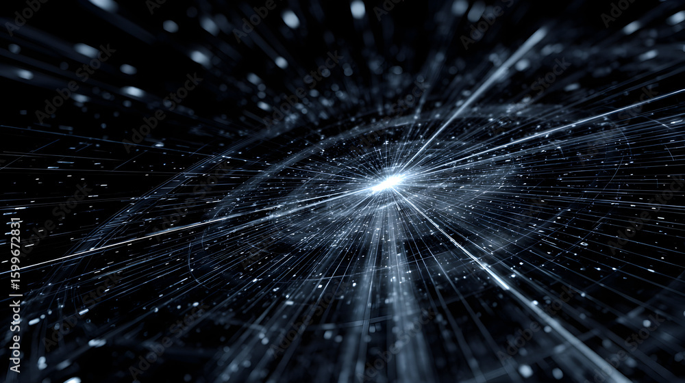 Poster futuristic network connection concept with digital data stream on dark background