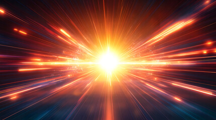 Futuristic Warp Speed Light Streaks Background with Radiant Glow and Motion Blur