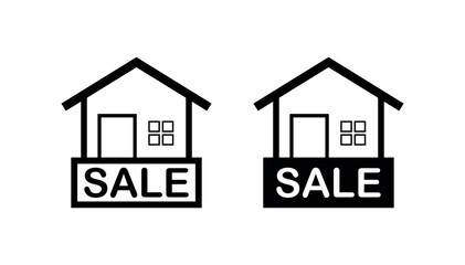 Minimalist Black and White House for Sale Icons. Real Estate Vector Graphics for Property Listings and Promotional Materials