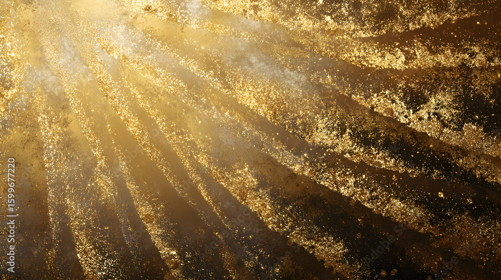Poster golden rays abstract background with shimmering texture and light effects