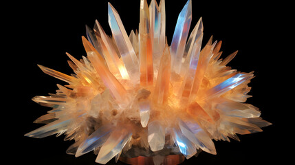 Macro Photograph of a Beautiful and Colorful Crystal Cluster on Black Background