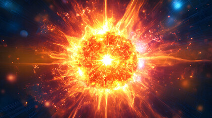 Magnificent cosmic fire ball, a vibrant burst of energy in outer space