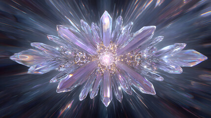 Mystic Crystal Formation: A Luminous Burst of Energy and Geometric Precision