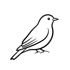 Vector illustration of a bird sitting on a branch in nature silhouette style