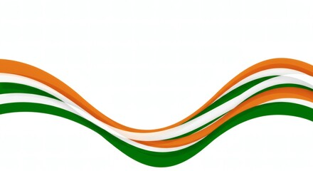 Abstract Indian Tricolor Wave Background – Elegant Saffron, White, and Green Flowing Stripes with Soft Gradient for Independence Day or Republic Day Banner Design