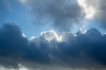 夏の奄美大島の空。積乱雲。夏雲。光。