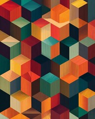 Colorful geometric pattern of 3D cubes creating a vibrant effect.