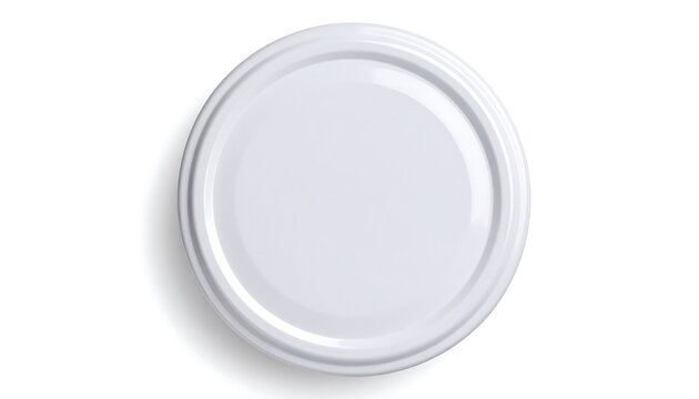 Top view of a round, white jar lid