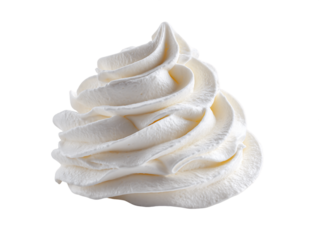 Swirled White Whipped Cream on Transparent Background, PNG