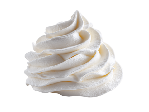 Swirled White Whipped Cream on Transparent Background, PNG