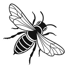 Black Honeybee Silhouette Vector Illustration White Background 1