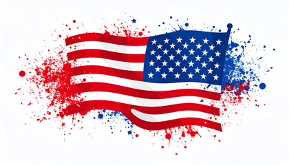 US Flag with paint splash, and patriotic.