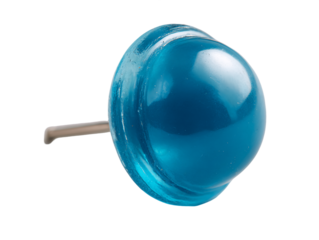 Teal Blue Glass Pushpin on Transparent Background, PNG
