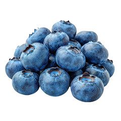 Obraz premium A generous pile of fresh ripe blueberries showcasing their vibrant blue color and natural texture isolated on transparent background