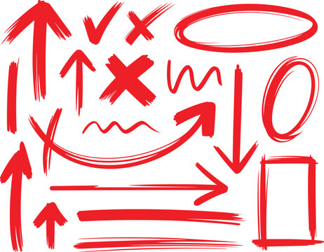 red hand drawn marker elements
