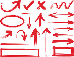 red hand drawn marker elements

