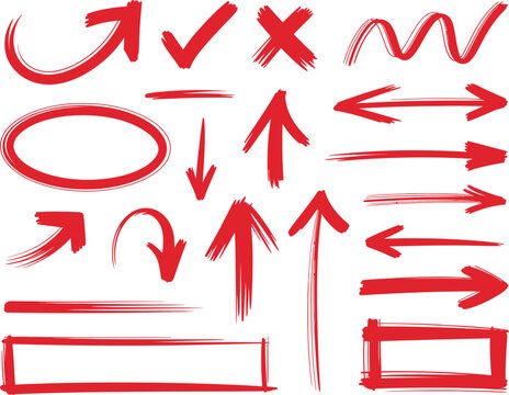 red hand drawn marker elements
