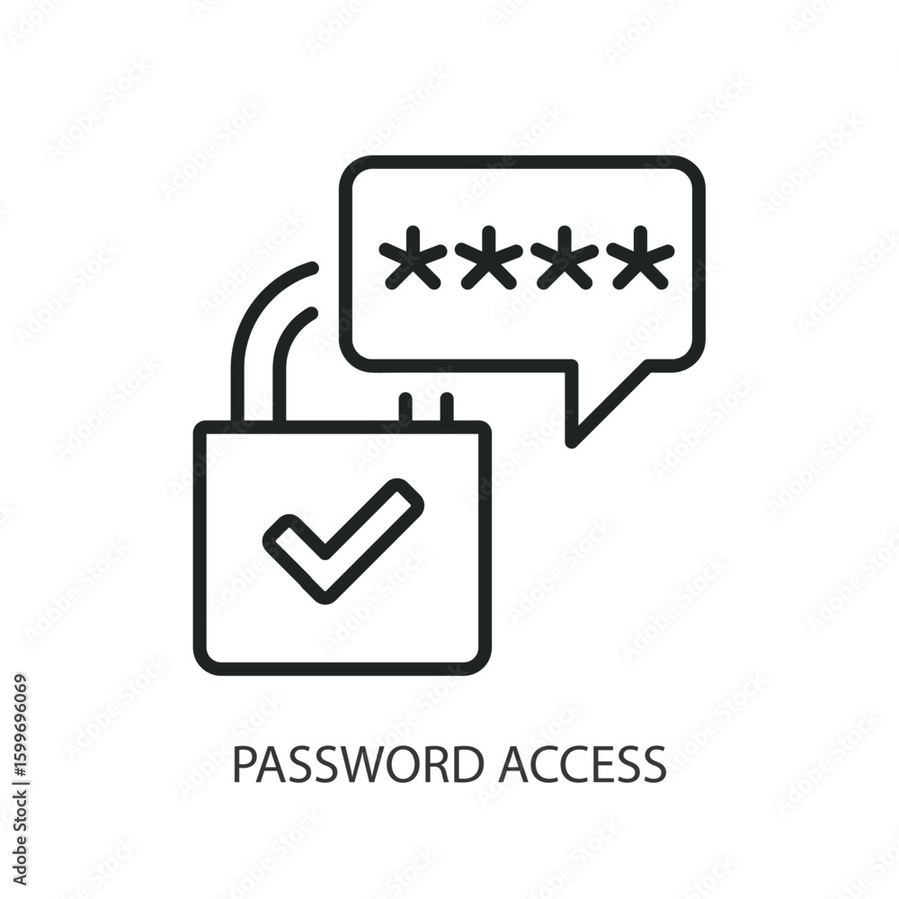 Poster password access thin line vector icons.