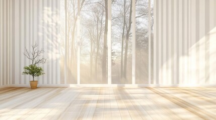 Serene Minimalist Room with Forest View