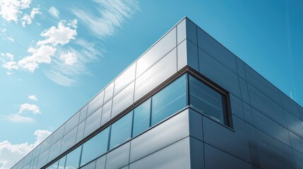 Modern building exterior with sleek metal panels stock photo --ar 16:9 --raw --v 6 Job ID: dbf874d6-e3a8-4d21-9265-f73ec8ef6e6d