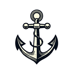hand drawn anchor hand draw engrave icon design black white