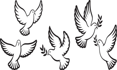Fototapeta premium Symbolic Doves of Peace Gracefully Soaring with Olive Branches Representing Hope Unity and Harmony Across Cultures and Borders Around the World